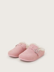 Monsoon Pink Heart Buckle Suedette Mule Slippers - Image 1 of 2