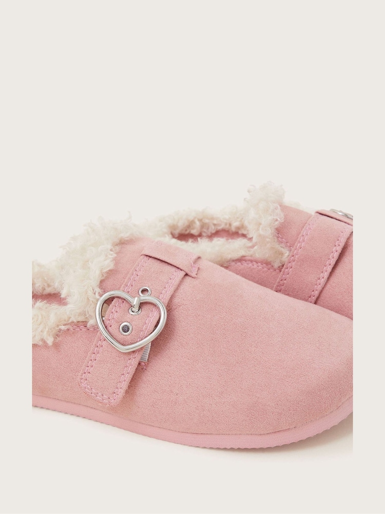 Monsoon Pink Heart Buckle Suedette Mule Slippers - Image 2 of 2