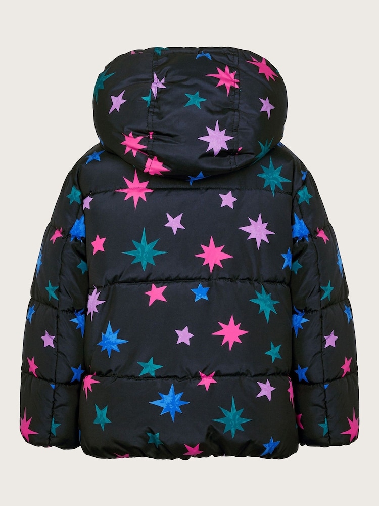 Monsoon Black Star Print Puffer Jacket - Image 2 of 3