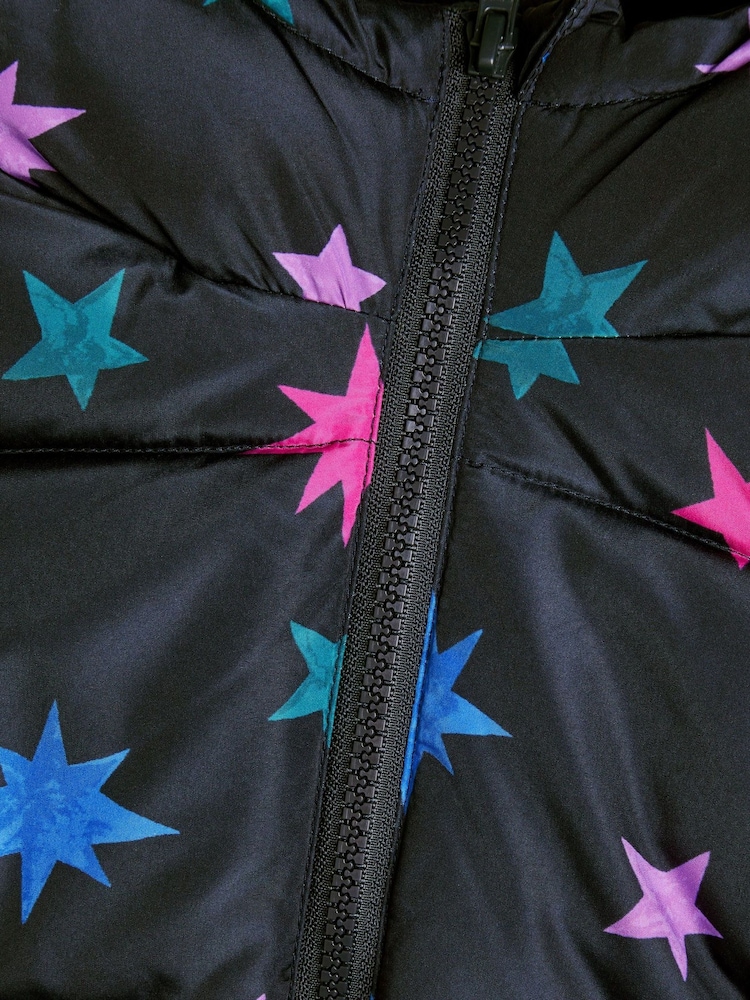 Monsoon Black Star Print Puffer Jacket - Image 3 of 3
