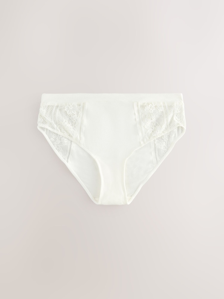 Khaki/Light Pink/Cream High Rise Modal & Lace Knickers 3 Pack - Image 2 of 6