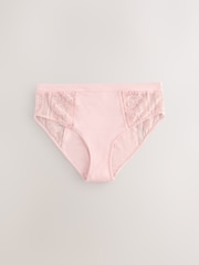 Khaki/Light Pink/Cream High Rise Modal & Lace Knickers 3 Pack - Image 3 of 6