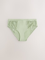 Khaki/Light Pink/Cream High Rise Modal & Lace Knickers 3 Pack - Image 4 of 6