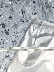 Monsoon Silver Sequin Feathery T-Shirt and Metallic Skirt Set - Image 5 of 5
