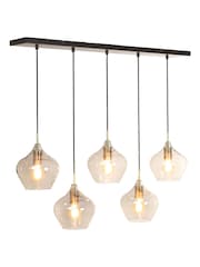 Light & Living Bronze Rakel Smoked Linear 5 Cluster Ceiling Light - Image 2 of 4
