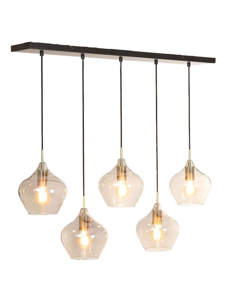 Light & Living Bronze Rakel Smoked Linear 5 Cluster Ceiling Light - Image 2 of 4