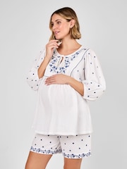 JoJo Maman Bébé White Maternity Embroidered Blouse - Image 2 of 4