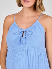 JoJo Maman Bébé Blue Textured Beach Maternity Mini Dress - Image 4 of 4