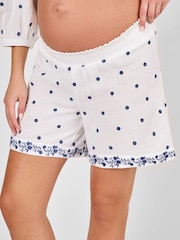 JoJo Maman Bébé White Maternity Embroidered Shorts - Image 2 of 6