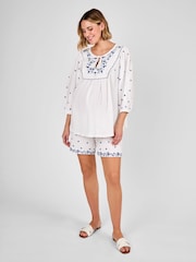 JoJo Maman Bébé White Maternity Embroidered Shorts - Image 4 of 6