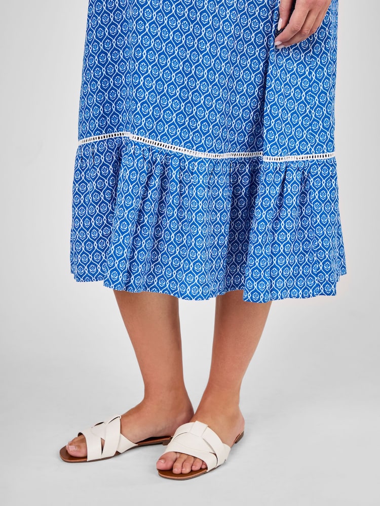 JoJo Maman Bébé Blue Floral Maternity Midi Dress - Image 4 of 4