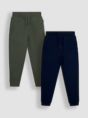 JoJo Maman Bébé Khaki Green & Navy Blue 2-Pack Joggers - Image 1 of 5