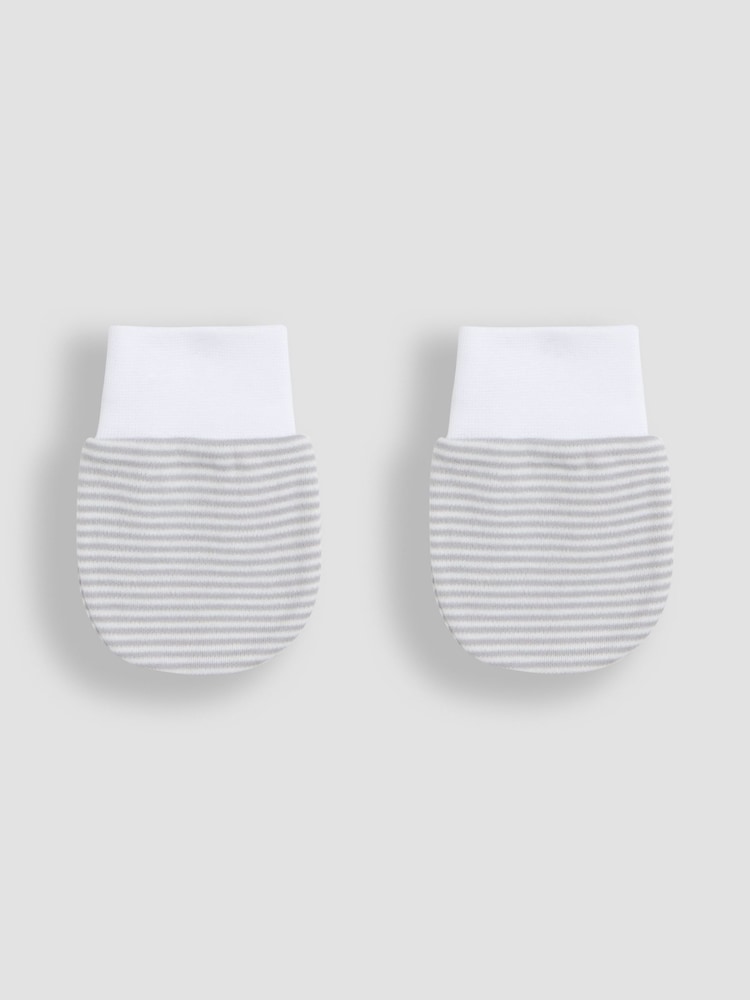 JoJo Maman Bébé Grey 2 Piece Baby 100% Cotton Hat and Mittens Set - Image 2 of 4 JoJo Maman Bébé Grey 2 Piece Baby 100% Cotton Hat and Mittens Set - Image 2 of 4