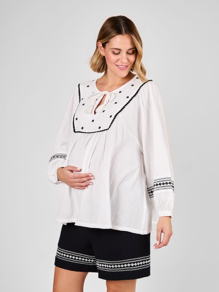 JoJo Maman Bébé Maternity Embroidered Blouse - Image 1 of 3