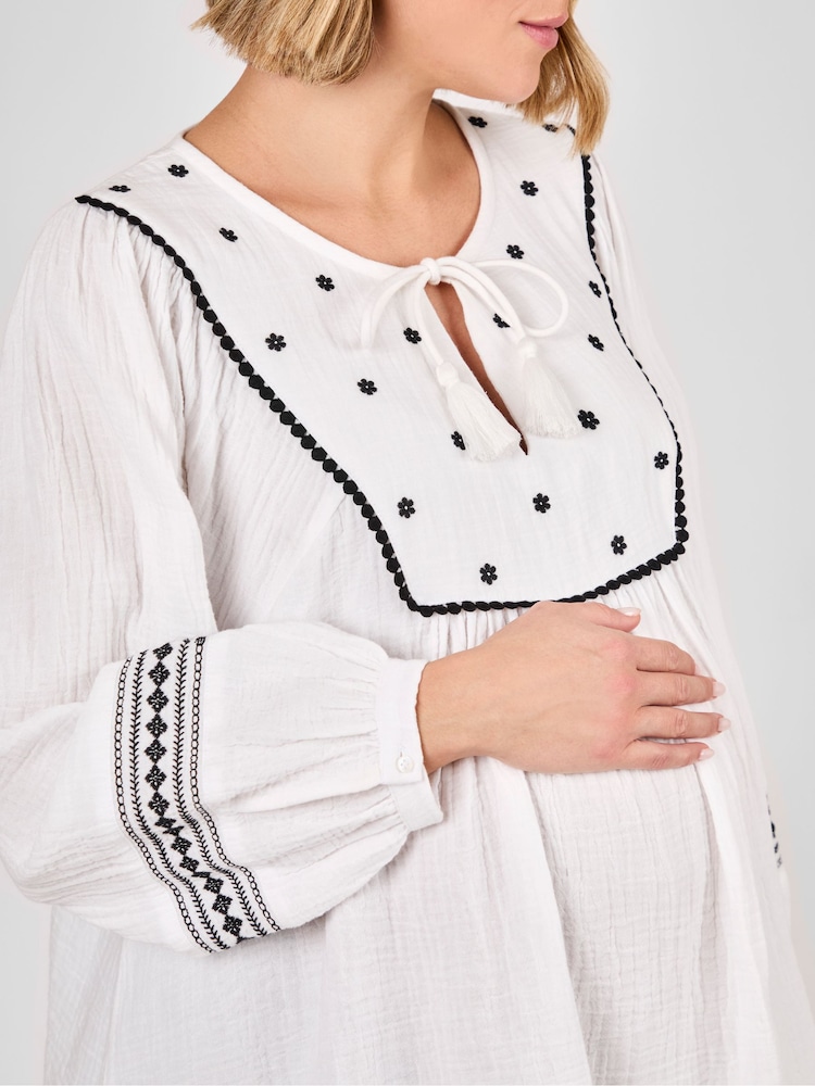 JoJo Maman Bébé Maternity Embroidered Blouse - Image 2 of 3
