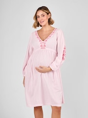JoJo Maman Bébé Pink Embroidered Textured Maternity Mini Dress - Image 5 of 5