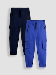 JoJo Maman Bébé Cobalt Blue & Navy Blue 2-Pack Cargo Joggers - Image 1 of 5
