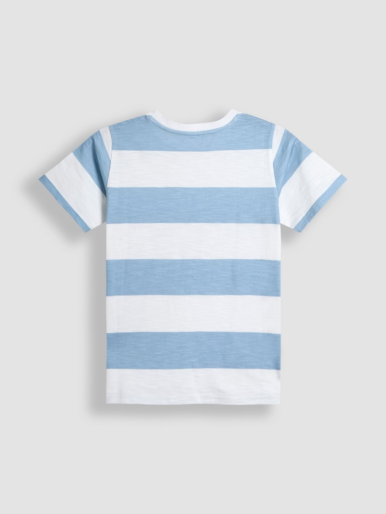 JoJo Maman Bébé Blue Skate Striped T-Shirt - Image 2 of 3 JoJo Maman Bébé Blue Skate Striped T-Shirt - Image 2 of 3