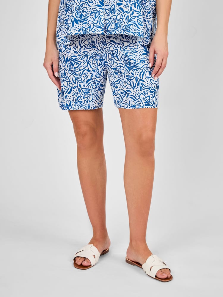 JoJo Maman Bébé Cream Floral Patterned Maternity Shorts - Image 1 of 4
