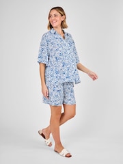 JoJo Maman Bébé Cream Floral Patterned Maternity Shorts - Image 3 of 4