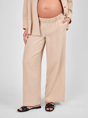 JoJo Maman Bébé Oatmeal Maternity Textured Trousers - Image 2 of 5