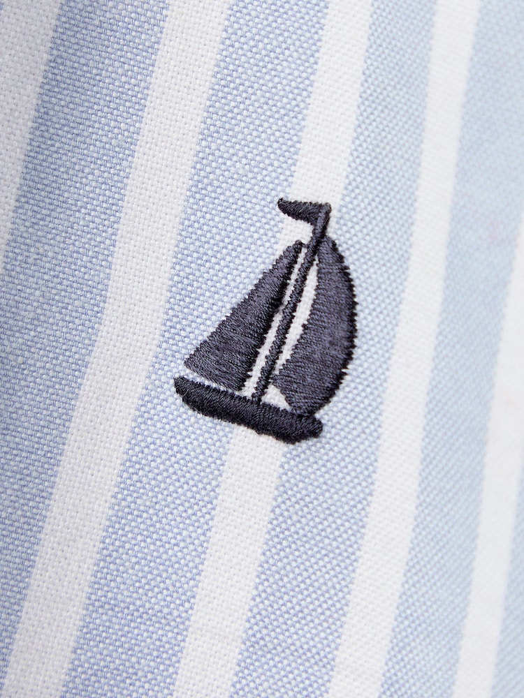 JoJo Maman Bébé Blue Stripe Striped Shirt - Image 4 of 4
