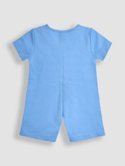 JoJo Maman Bébé Blue 100% Organic Cotton Safari Button Front Romper - Image 2 of 3