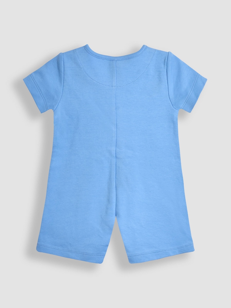 JoJo Maman Bébé Blue Safari Button Front Romper - Image 2 of 3 JoJo Maman Bébé Blue Safari Button Front Romper - Image 2 of 3