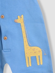 JoJo Maman Bébé Blue 100% Organic Cotton Safari Button Front Romper - Image 3 of 3