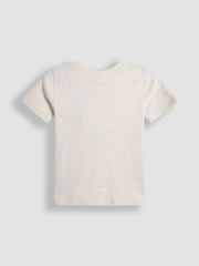 JoJo Maman Bébé Oatmeal Natural Dino Skater Printed Graphic T-Shirt - Image 2 of 3