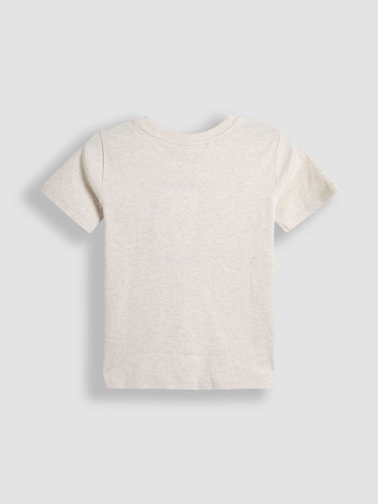 JoJo Maman Bébé Oatmeal Natural Dino Skater Printed Graphic T-Shirt - Image 2 of 3