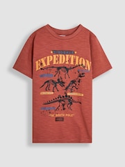 JoJo Maman Bébé Rust Dino Graphic Print T-Shirt - Image 1 of 3