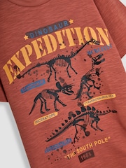 JoJo Maman Bébé Rust Dino Graphic Print T-Shirt - Image 2 of 3