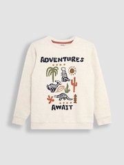 JoJo Maman Bébé Ecru Dino Graphic Print Sweatshirt - Image 1 of 3