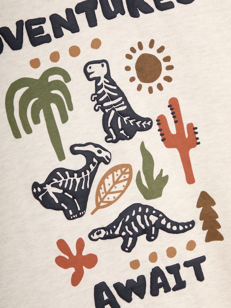 JoJo Maman Bébé Ecru Dino Graphic Print Sweatshirt - Image 3 of 3