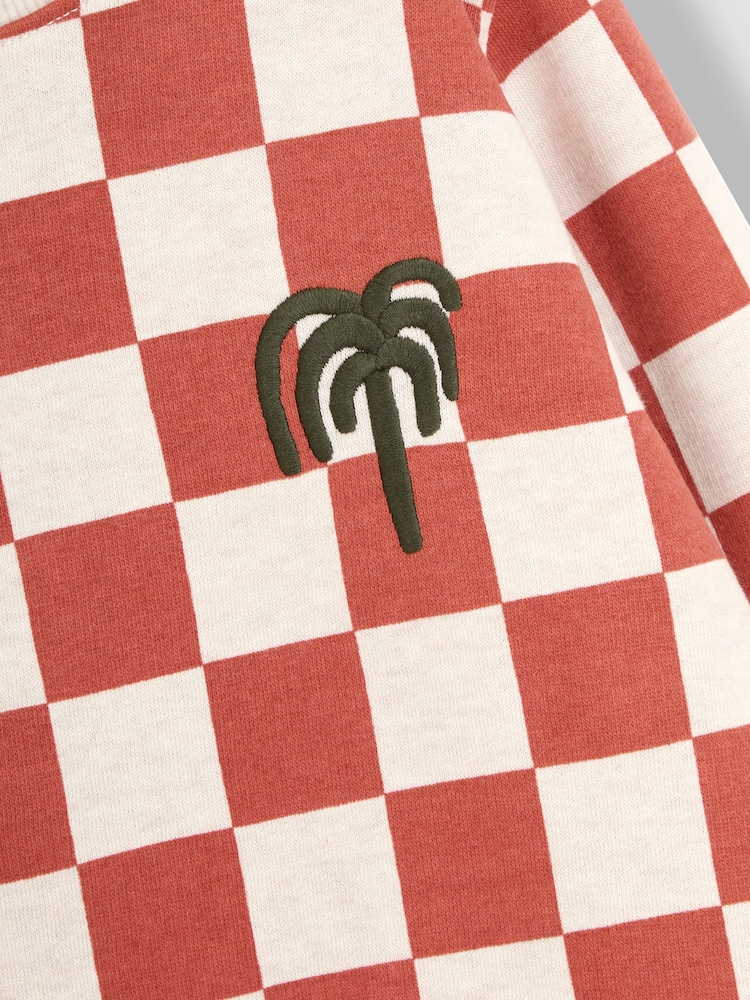 JoJo Maman Bébé Rust Check Sweatshirt - Image 3 of 3