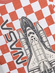 JoJo Maman Bébé Rust Nasa Graphic Print Checkerboard T-Shirt - Image 3 of 3