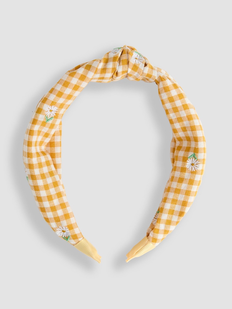 JoJo Maman Bébé Yellow Floral Print Knot Headband - Image 1 of 4
