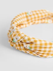 JoJo Maman Bébé Yellow Floral Print Knot Headband - Image 4 of 4