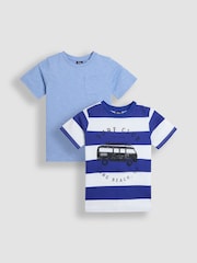 JoJo Maman Bébé Navy Surf Club T-Shirts 2 Pack - Image 1 of 5