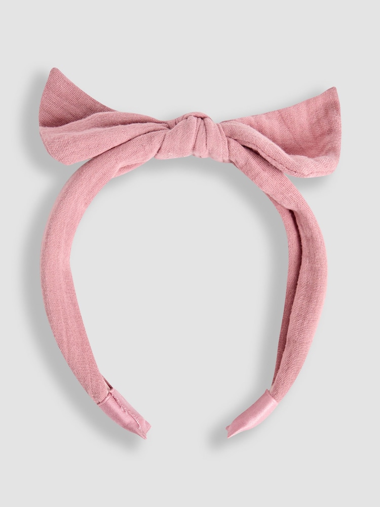 JoJo Maman Bébé Dusky Pink Bow Headband - Image 1 of 3 JoJo Maman Bébé Dusky Pink Bow Headband - Image 1 of 3