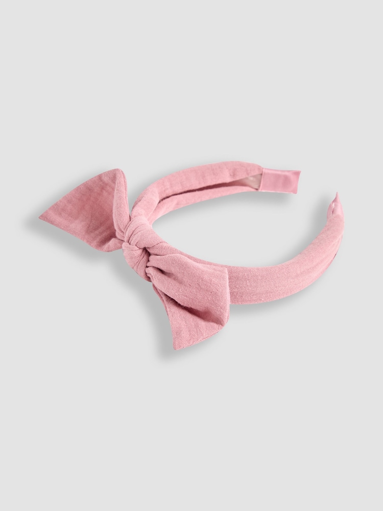 JoJo Maman Bébé Dusky Pink Bow Headband - Image 3 of 3 JoJo Maman Bébé Dusky Pink Bow Headband - Image 3 of 3
