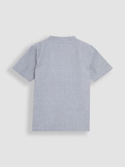 JoJo Maman Bébé Blue 2-Piece Grandad Collar Shirt & Striped Shorts Set - Image 3 of 6