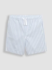 JoJo Maman Bébé Blue 2-Piece Grandad Collar Shirt & Striped Shorts Set - Image 4 of 6