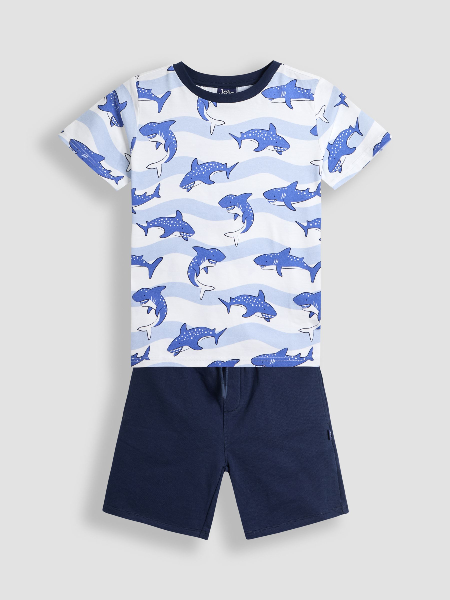 JoJo Maman Bébé Blue Shark T-Shirt & Shorts Set 2 Piece