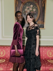 Hobbs Purple Ashley Velvet Dress - Image 2 of 6