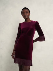 Hobbs Purple Ashley Velvet Dress - Image 3 of 6