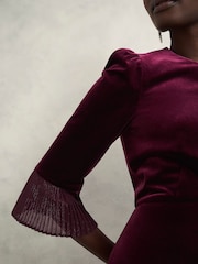 Hobbs Purple Ashley Velvet Dress - Image 5 of 6
