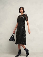 Hobbs Black Ami Lace Dress - Image 1 of 4