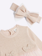 River Island Pink Baby Girls Knitted Mesh Dress Set - Image 3 of 4